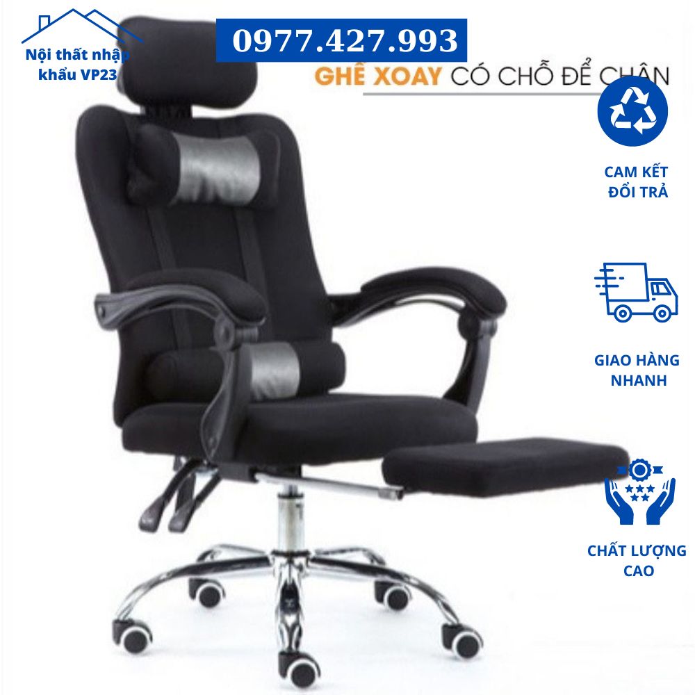 Ghế văn phòng nhập khẩu, Ghế Gaming ngồi tựa lưng, Ghế xoay văn phòng, Ghế công thái học điều chỉnh chiều cao ghế, CÓ GÁC CHÂN, ngả lưng nghỉ trưa thư giãn