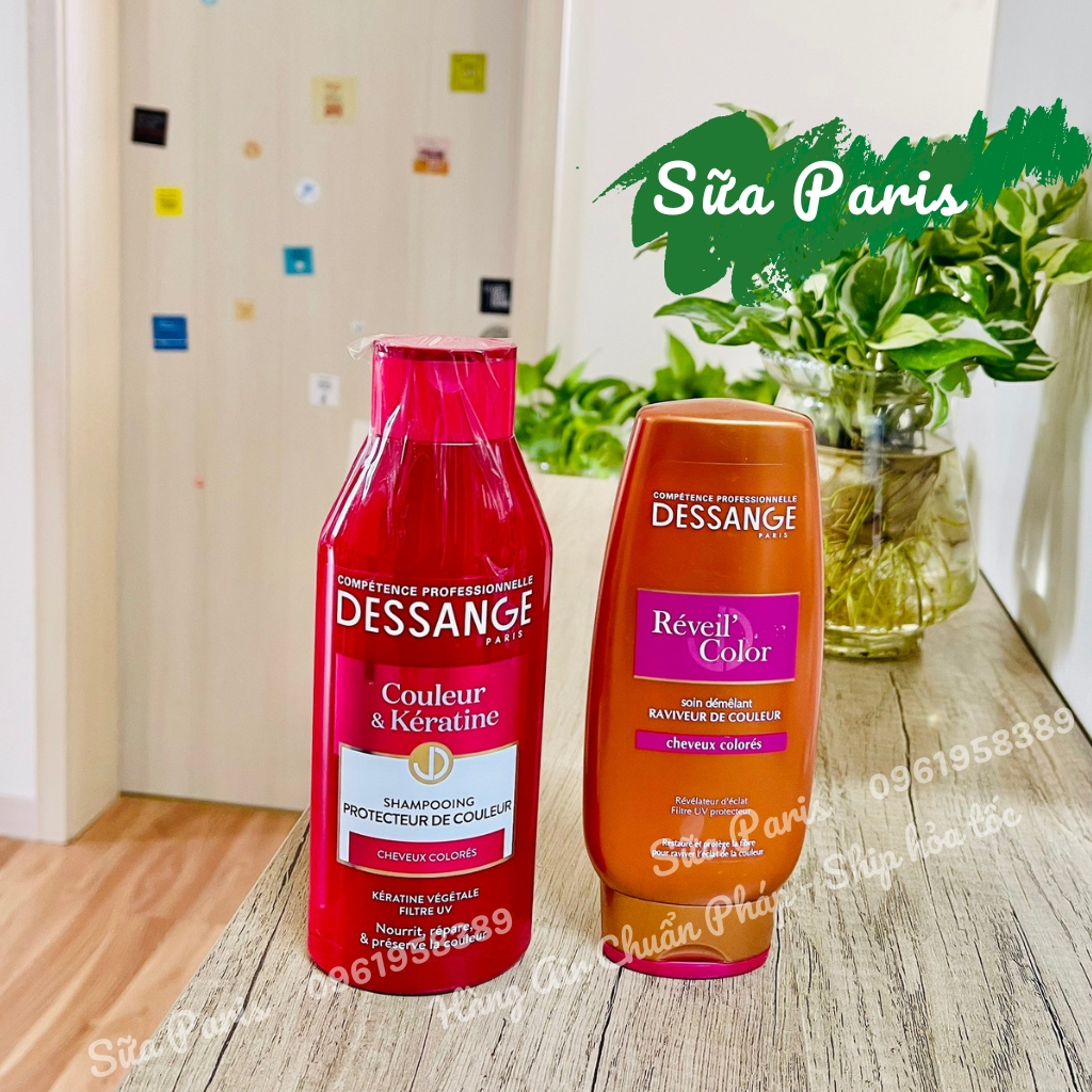 Dầu gội Dessange reveil color dành cho tóc nhuộm, cặp gội xả dessanege giúp tóc suôn mượt, giữ màu tóc, bảo vệ tóc.