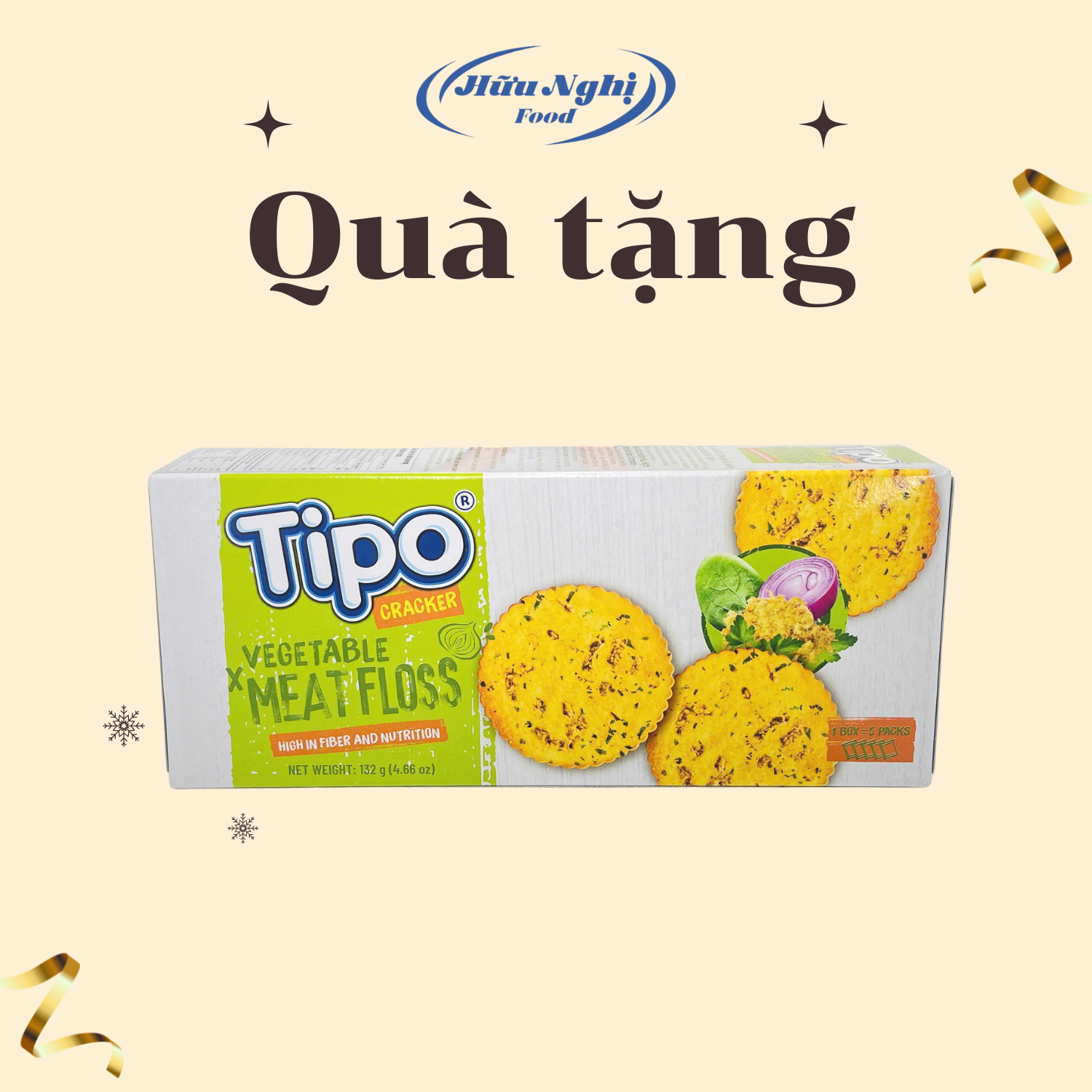 (QUÀ TẶNG KHÔNG BÁN) Bánh quy rau củ chà bông Tipo 132g Hữu Nghị