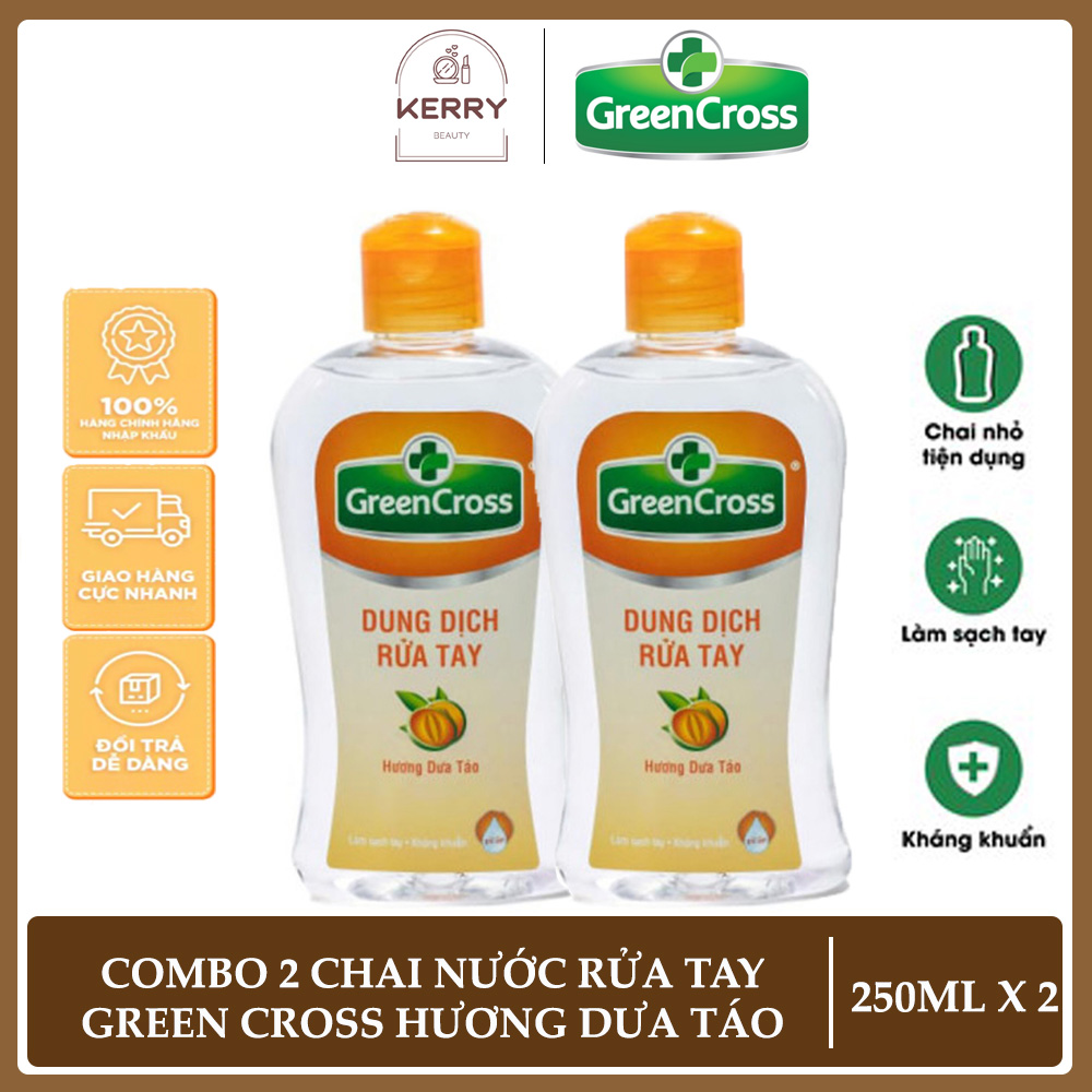 Combo 2 chai nước rửa tay khô green cross hương dưa táo