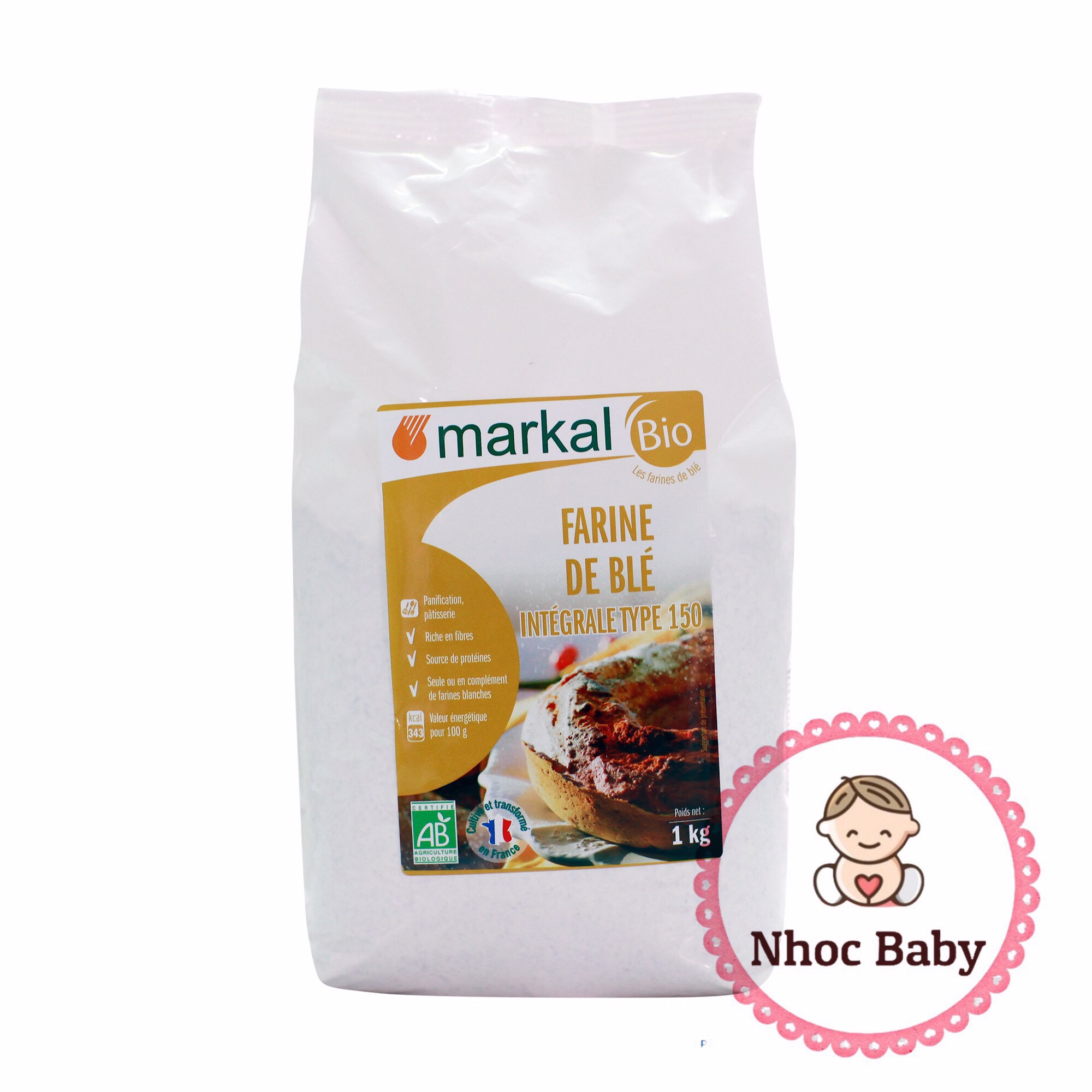 Bột mì nguyên cám hữu cơ T150 Markal 1kg