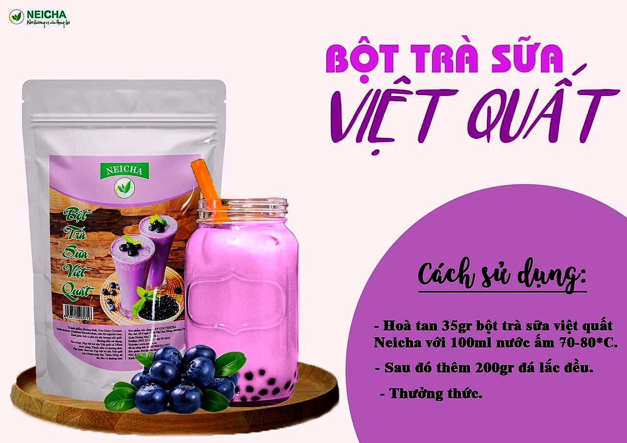 Bột Trà Sữa Neicha Vị Việt Quất. Pha sẵn nhanh chóng, thơm ngon đúng vị.