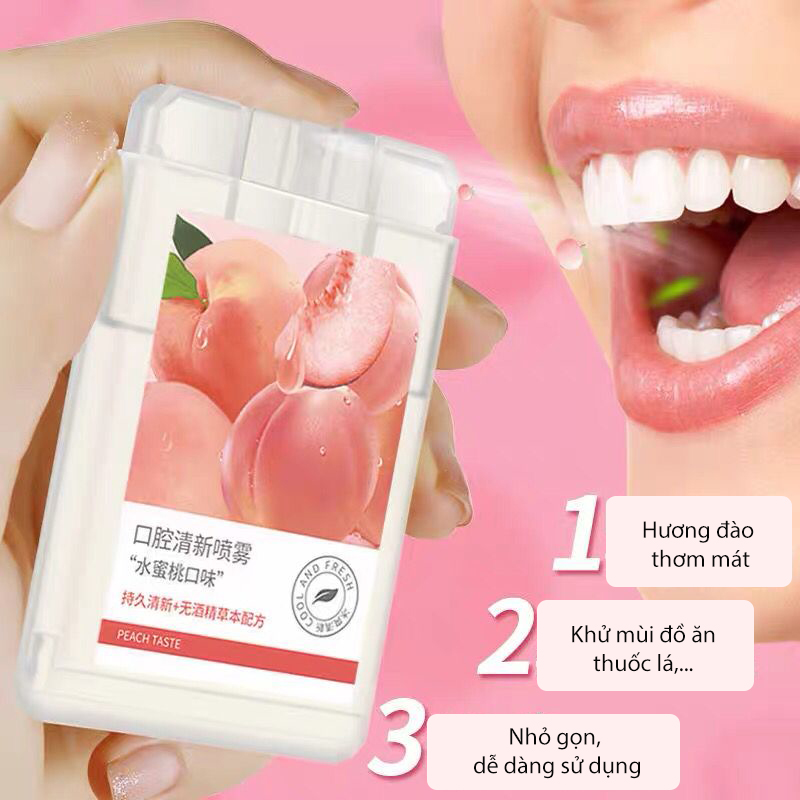Xịt thơm miệng heyxi vị đào, trà xanh thơm mát xtm