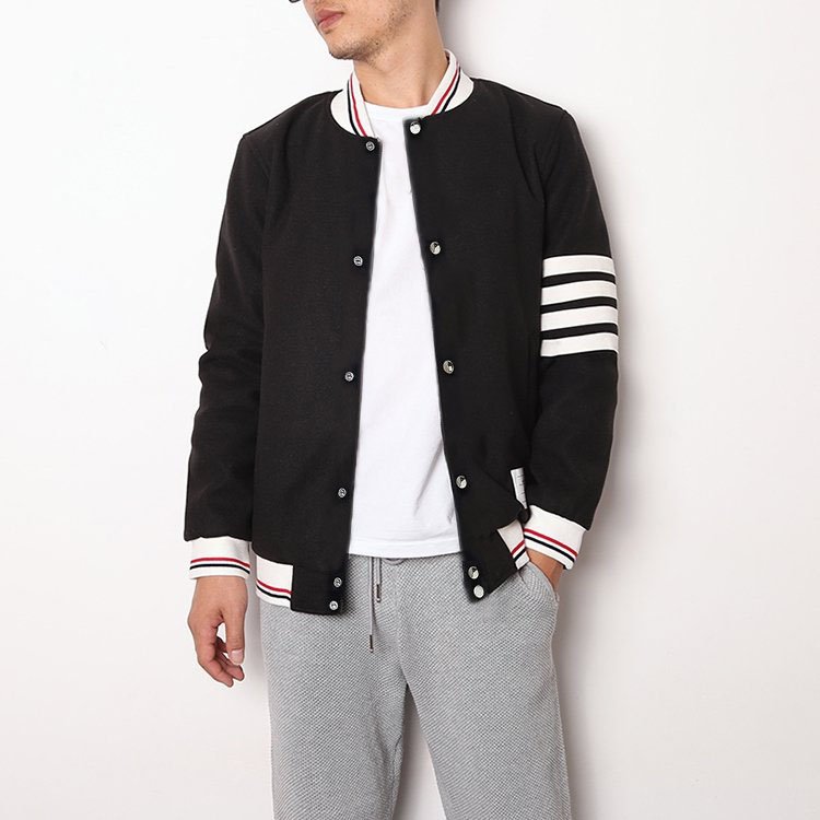 Áo Khoác Kaki Cotton Dầy Co Giãn Hàng Cao Cấp Kiểu Bomber Cúc Bấm Phối 3 Sọc Tay Mặc Ấm Áp