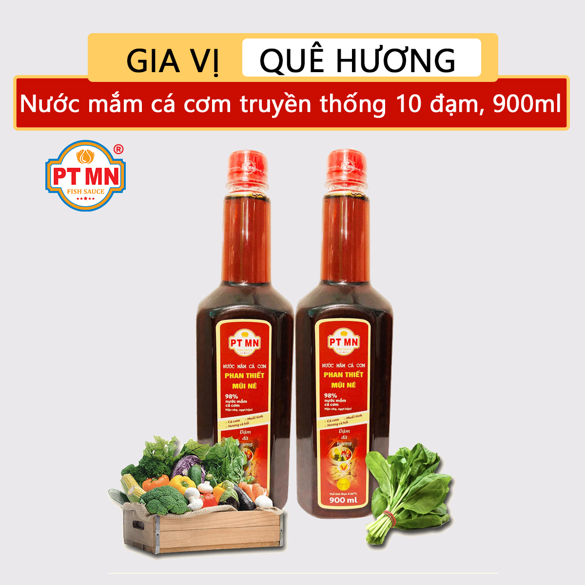 Nước mắm cá cơm truyền thống Phan Thiết Mũi Né 10 đạm chai nhựa 900ml