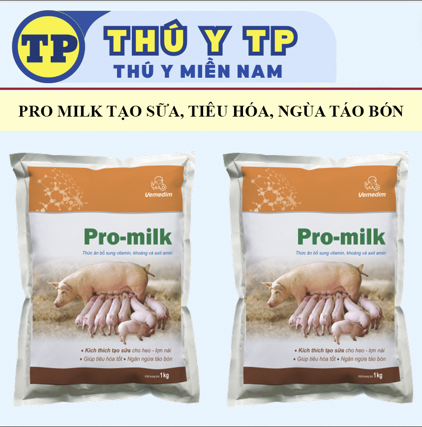 Vemedim Pro milk 1kg kích thích tạo sữa cho heo, lợn nái giúp tiêu hóa tốt, ngừa táo bón