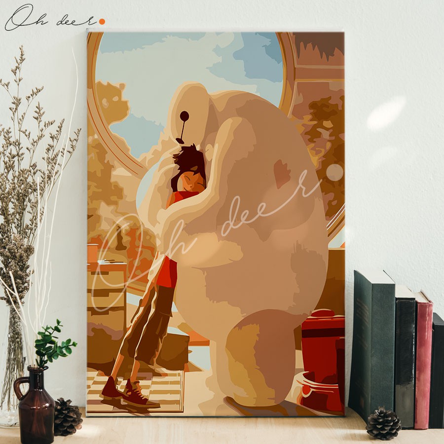 Tranh tô màu theo số | 40*50 | có khung | baymax