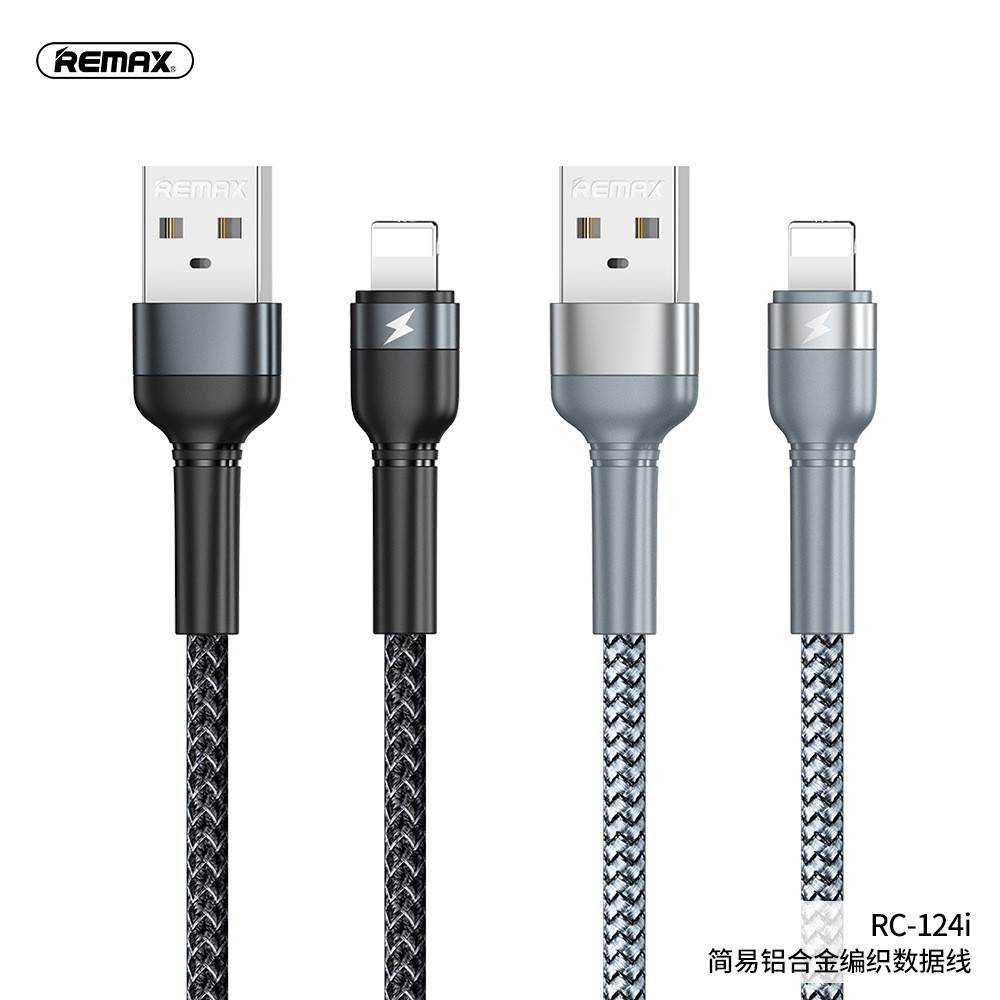 Cáp sạc nhanh chính hãng remax rc-124i lightning cho iphone, ipad, .a.i.r.p.o.d.s. 1m