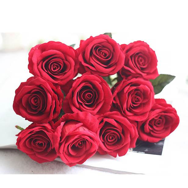 Hoa hồng Hoa giả nhân tạo 1 cành 1 bông đường kính 8cm