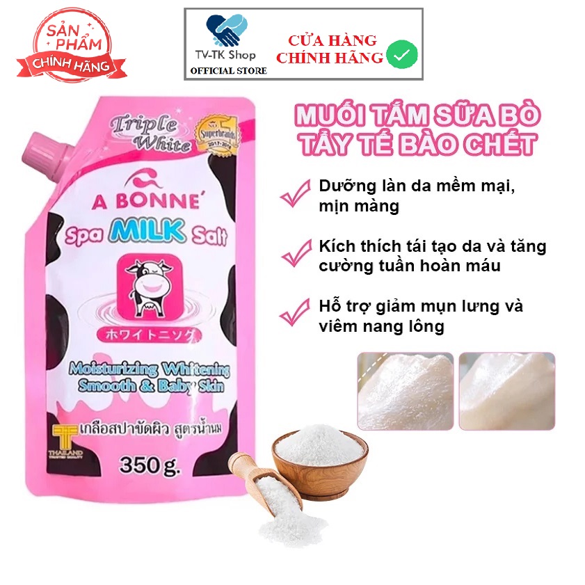 Muối Tắm Sữa Bò Tẩy Tế Bào Chết A Bonne Spa Milk Salt Thái Lan 350g - Mẫu mới