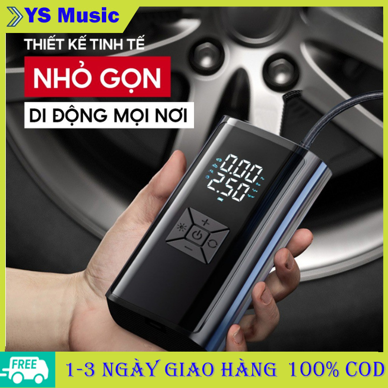  Bơm lốp ô tô tự động công suất 100W  màn hình kép Đa Năng Tích Hợp Đèn Chiếu Sáng Và Sạc Dự Phòng Động Cơ Nhập Đức 