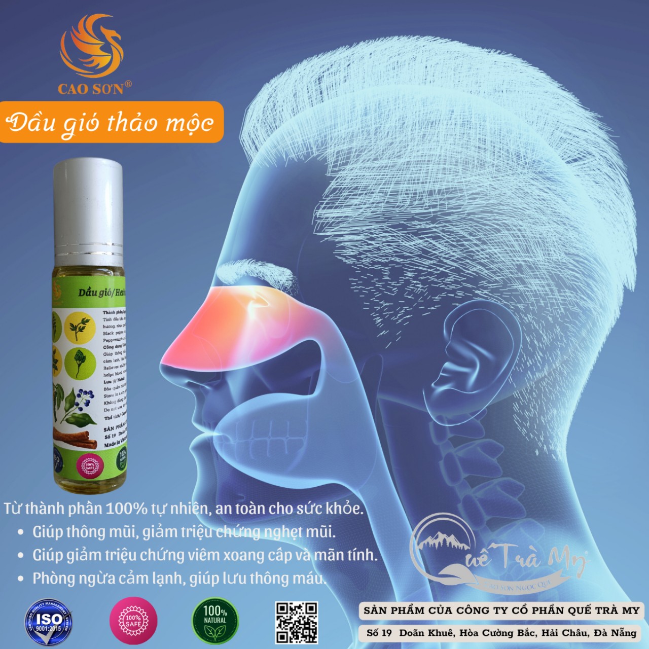 Dầu gió thảo mộc Quế Trà My.FMCG.chai lăn tinh dầu thảo dược thiên nhiên herbal liquid balm.