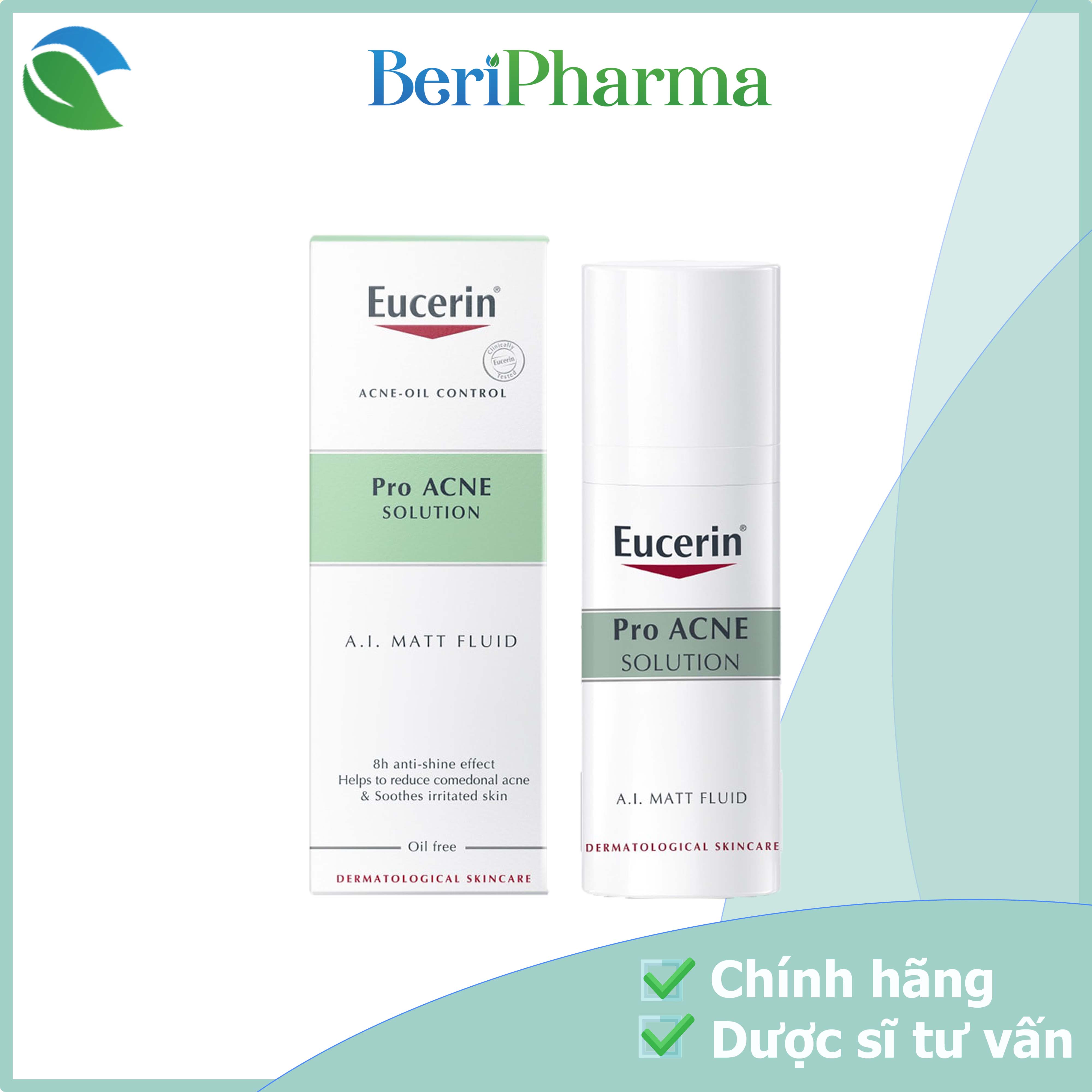 Eucerin Kem Giảm Nhờn Giảm Mụn Proacne A.I Matt Fluid 50ml