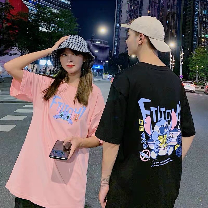 Áo thun cặp đôi form rộng chất liệu cotton thoáng mát co giãn in phối hình khủng long siêu đáng yêu hot hot mẫu mới.tp