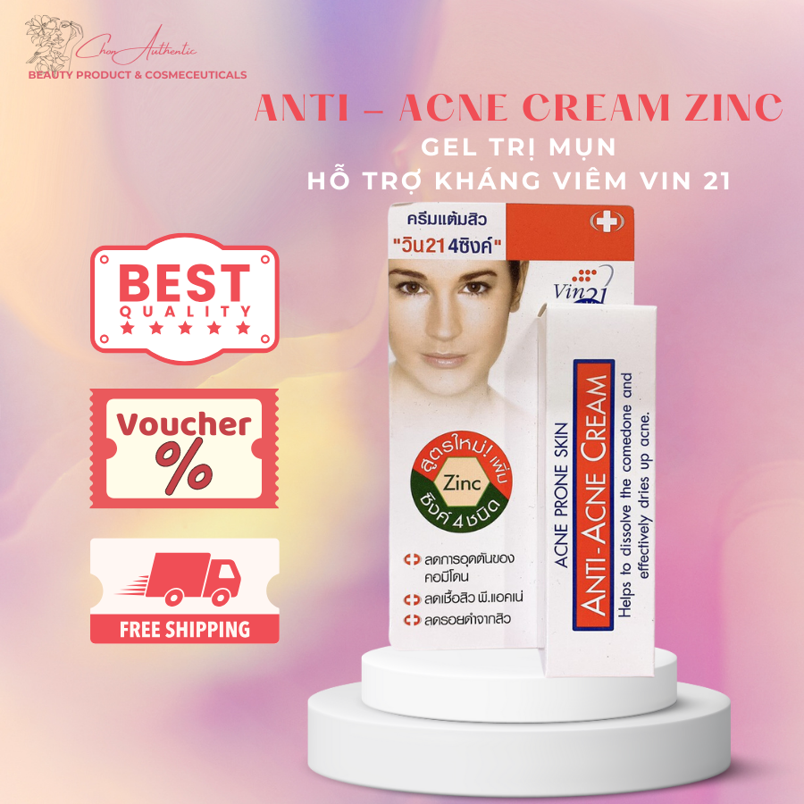 Chính hãng - giảm mụn kem vin 21 anti - ance 4zinc cream kem giảm mụn giảm thâm