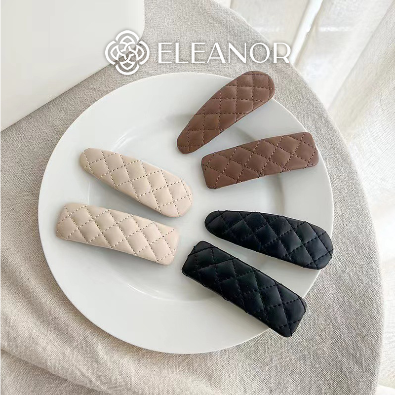 Kẹp tóc nữ Eleanor Accessories kẹp tóc mái nữ bọc da PU trơn basic phụ kiện tóc 5002