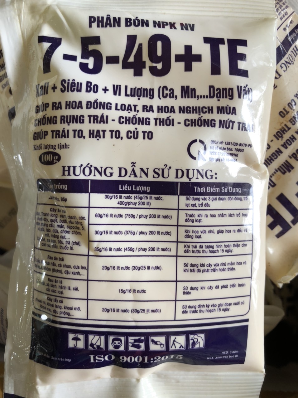 [ FREESHIP] Phân bón lá giúp siêu to hạt, to trái -KaliCaBo 7-5-49 gói 100g phun 2 bình