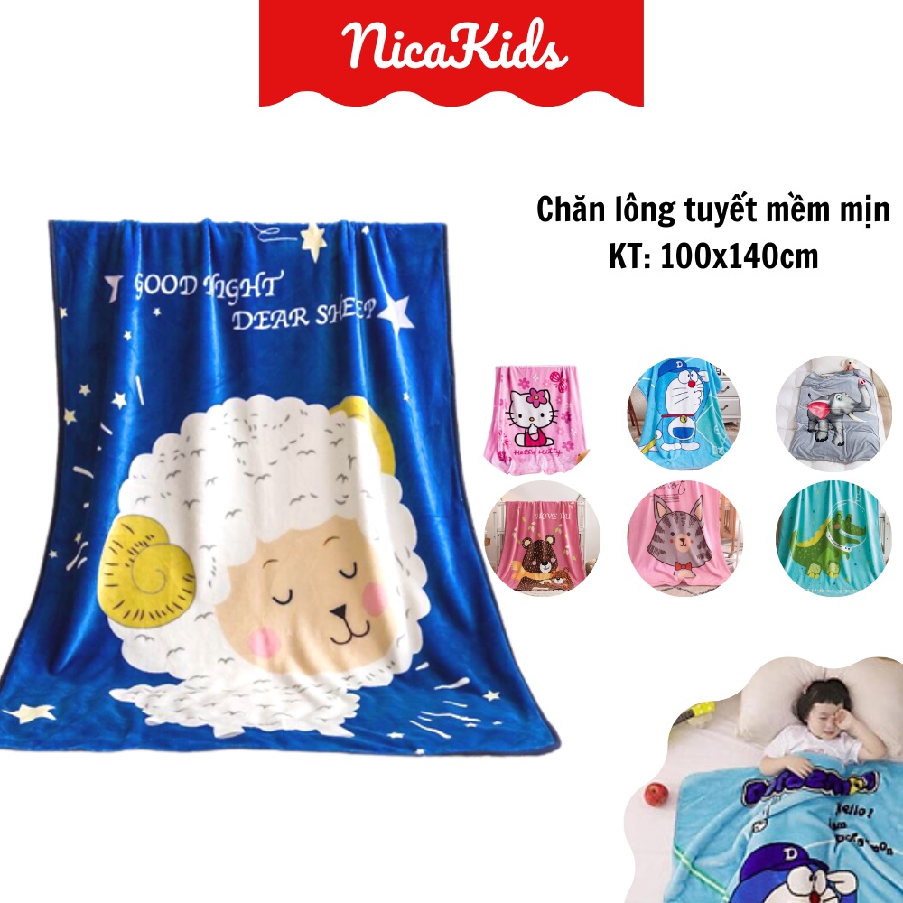 Chăn lông tuyết in hình 2 mặt cho bé 100*140cm