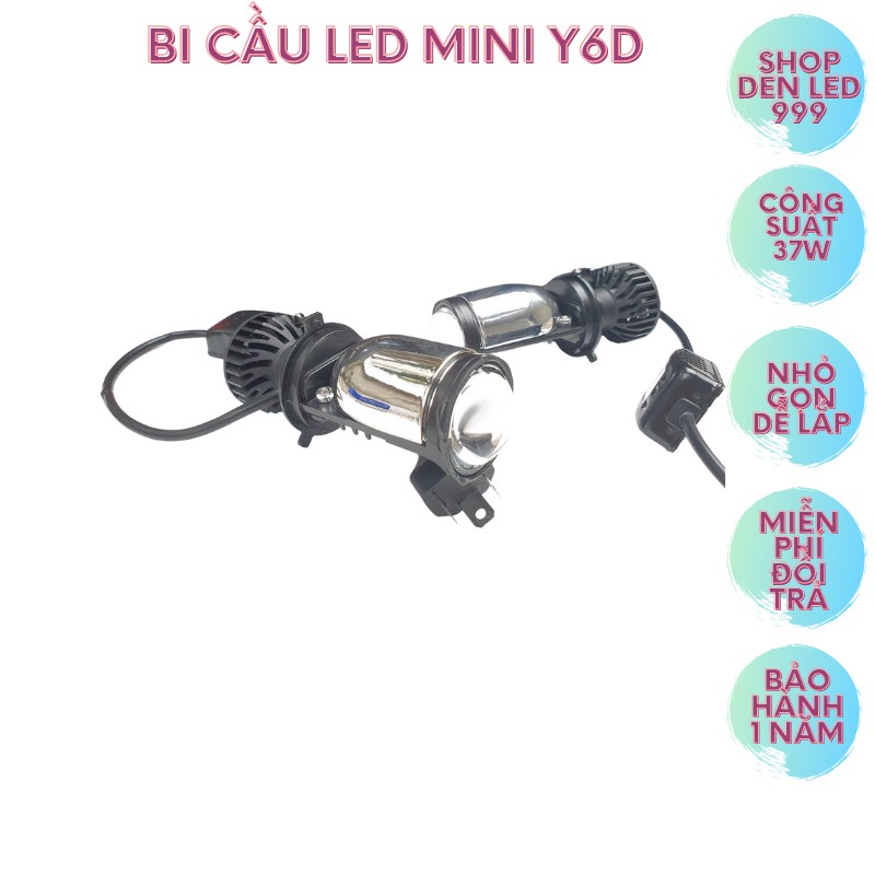 Đèn pha led bi cầu mini y6d y6s siêu sáng đường cắt rõ nét chống chói