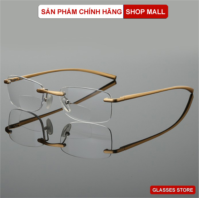 Kính lão thị, đọc sách, viễn thị Nam nữ, HAI TRÒNG nhìn xa và gần tiện lợi, gọng khoan Không vành vít ốc cực đẹp, càng lò xo đẹp Nhật bản