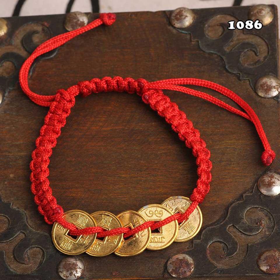 [HCM]Vòng Chỉ Đỏ May Mắn Mix 5 Đồng Xu Ah1086