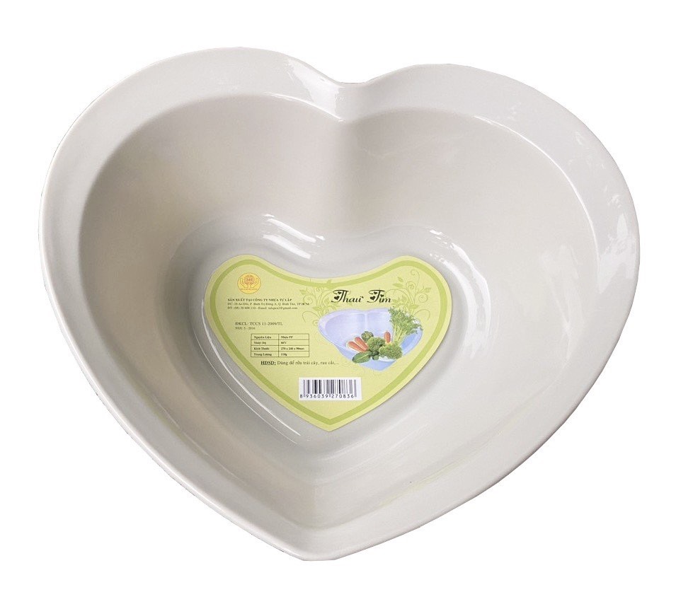 Thau nhựa hình tim TỰ LẬP TL68 - 27 X 24 X 9CM