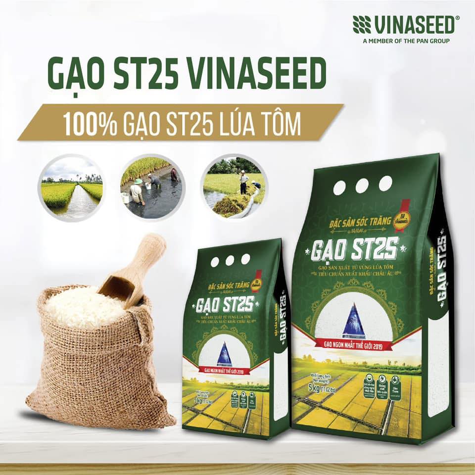 Gạo ST25 Chính hãng, túi 5kg do VINASEED sản xuất, Gạo ngon nhất Thế Giới 2019