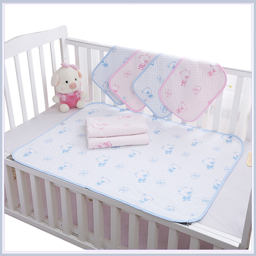 Miếng lót chống thấm 2 mặt bông cho bé, Thảm chống thấm 4 lớp cho trẻ sơ sinh, Kích thước 50x70 cm