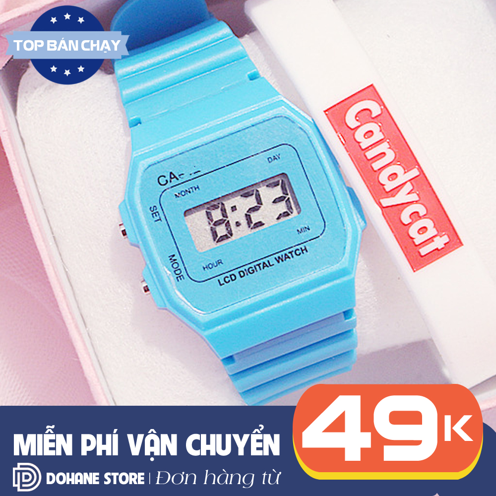 Đồng hồ thể thao nam nữ điện tử mặt vuông giá rẻ chống nước S192 dây nhựa nhiều màu dùng đi học hoặc đi chơi, đồng hồ cặp đôi