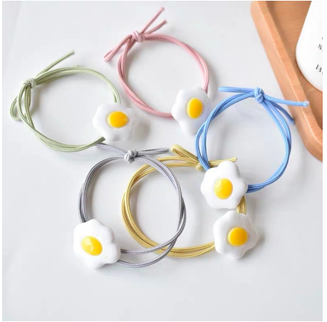 5 dây buộc tóc hình trứng ốp dễ thương