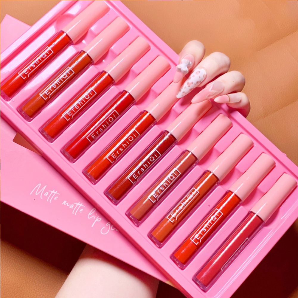 Set 10 Cây Son Kem Lì tint ERSHIQI Fluffy Lip Glaze