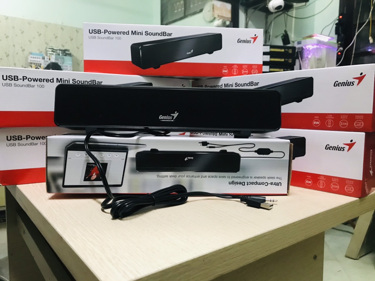 Loa soundbar 100 genius 6w- âm thanh vòm sống động phong cách rạp phim, fullbox, chính hãng genius