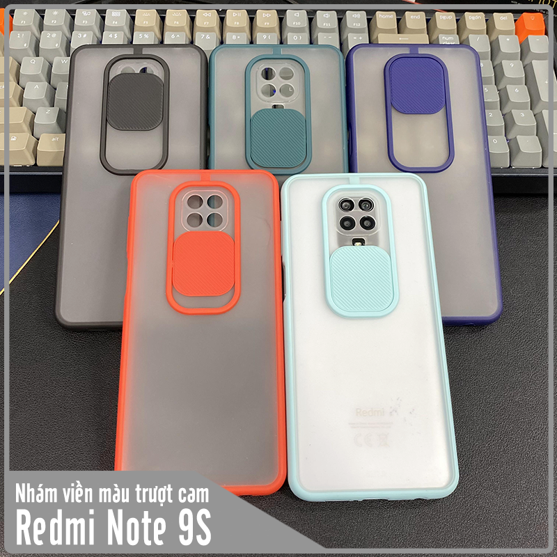 Ốp lưng cho Xiaomi Redmi Note 9S - Note 9 Pro nhám viền màu trượt camera