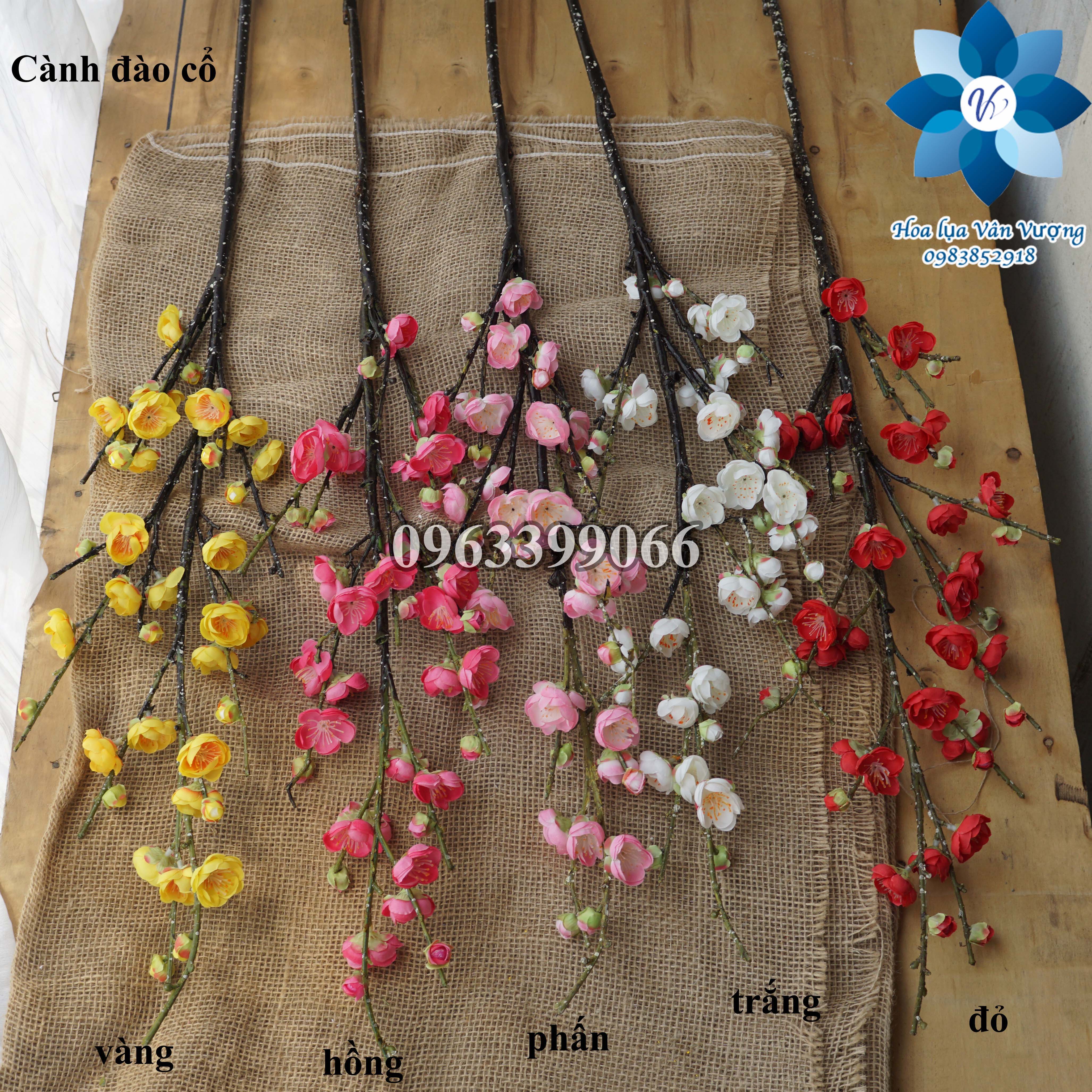 Hoa giả, hoa lụa, cành đào cổ trang trí phòng