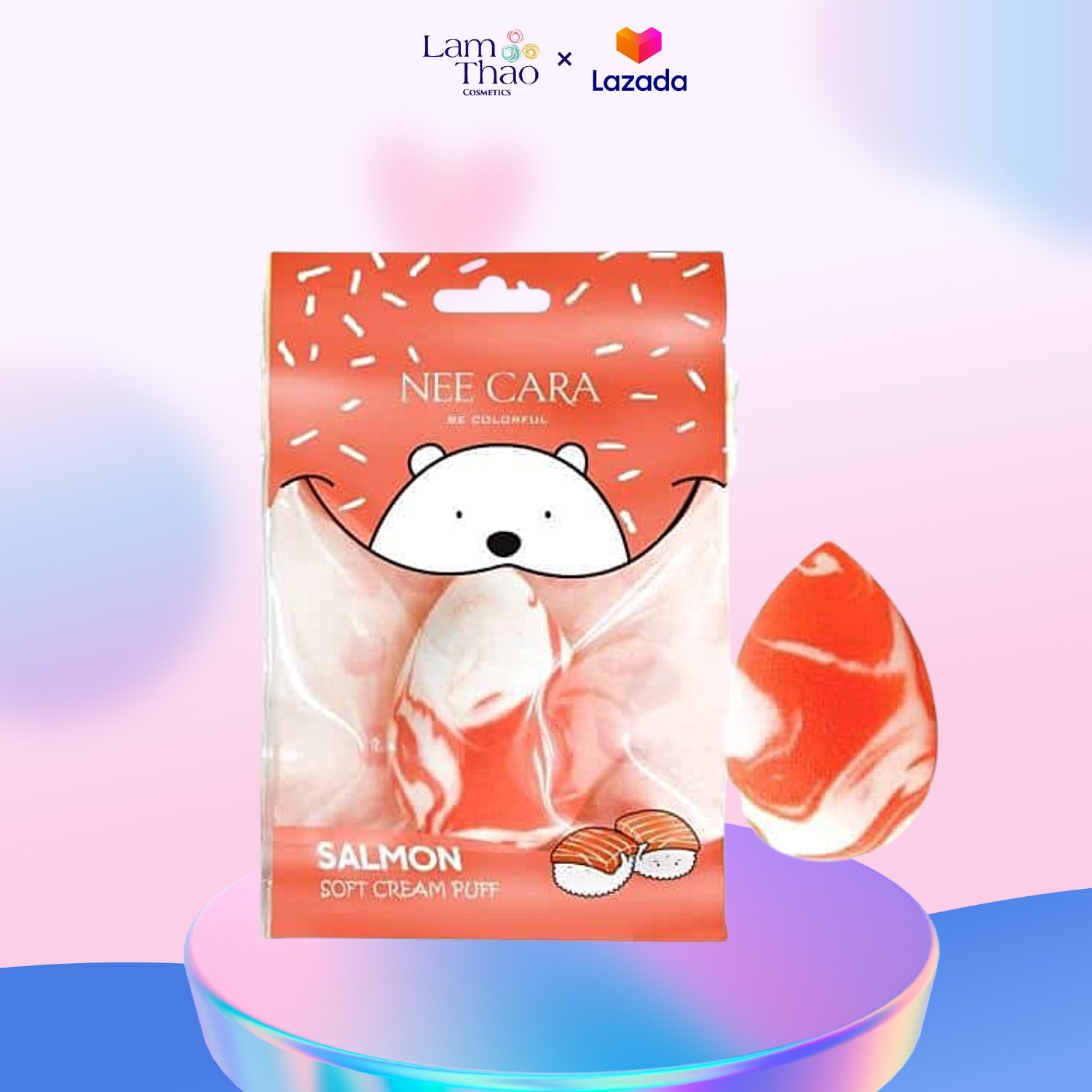 Bông mút trang điểm đa năng neecara salmon soft cream puff n208