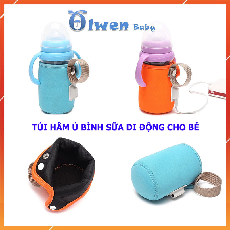 Túi hâm ủ bình sữa di động cho bé hâm nóng giữ nhiệt thông minh chống trượt ,bỏng đa năng sạc usb tiện lợi tuiubinhsua02