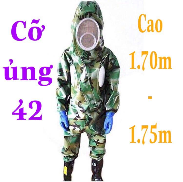 Quần áo bắt ong,màu rằn ri - cỡ ủng 42 - cao 1.70m - 1.75m