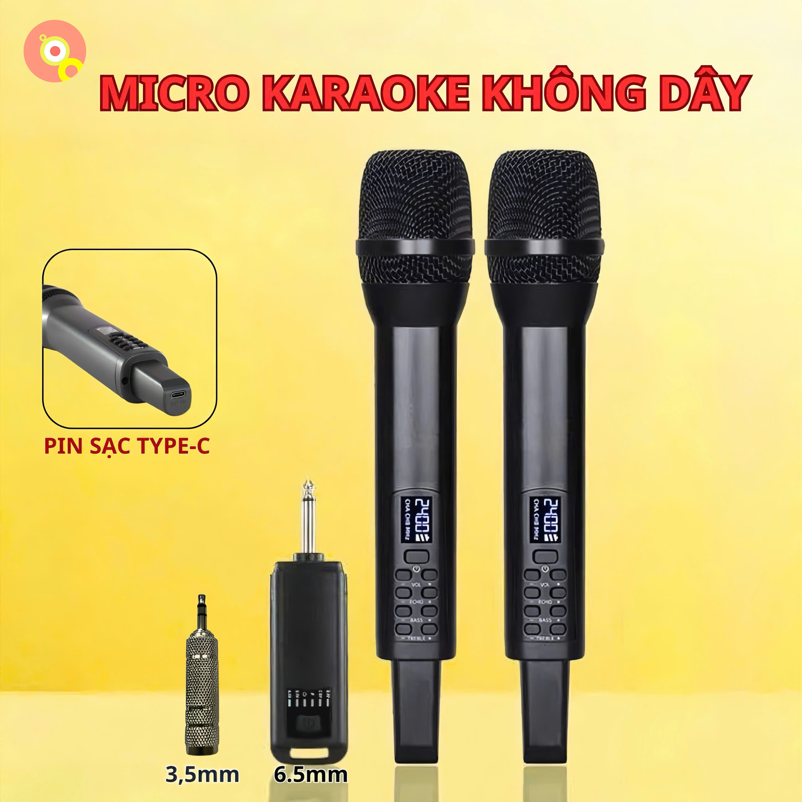 Micro Không Dây N24 - Mic Hát Karaoke Pin Sạc Kết Nối Nhiều Loại Loa Khoảng Cách Xa Âm Thanh Hay 