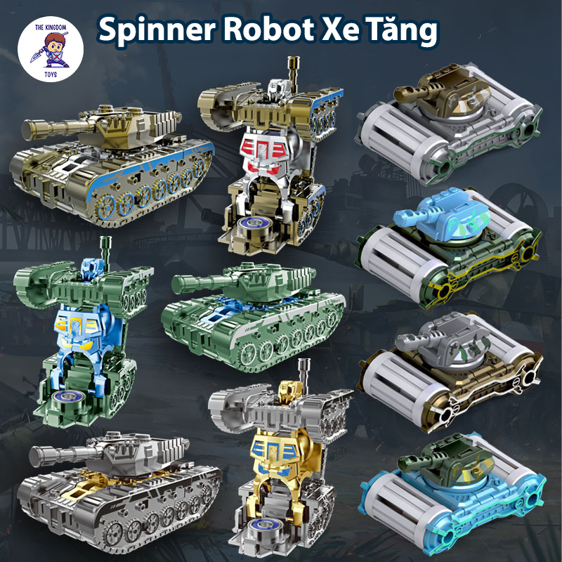  Đồ Chơi Con Quay Fidget Spinner Xe Tăng Biến Hình Robot Nhiều Màu Sắc Con Quay Hồi Chuyển Spinder 
