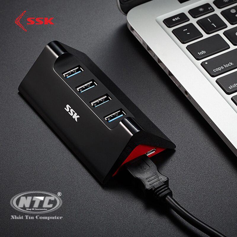 Hub chia cổng USB 3.0 từ 1 ra 4 SSK SHU835 - hỗ trợ chức năng như hub sạc (Đen) - Nhất Tín Computer