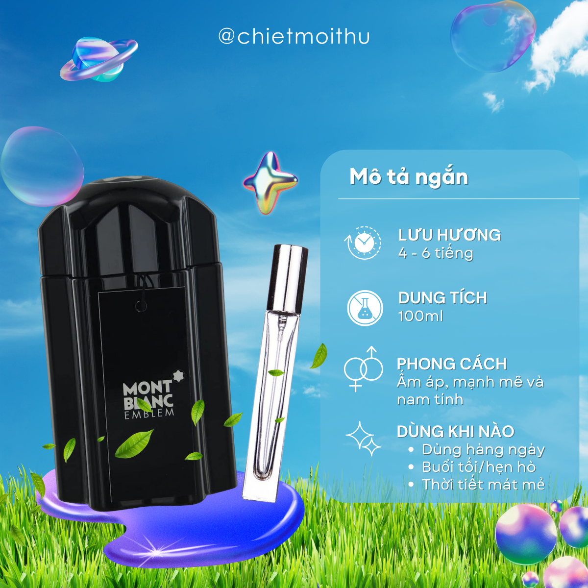 Nước hoa chiết nam m.blanc emblem for men edt 10ml hàng chính hãng