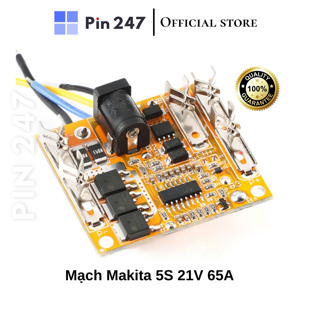 Mạch pin Makita 5S 18V 21V 65A, sạc và bảo vệ pin Liion, đầy tự ngắt có cảm biến nhiệt độ