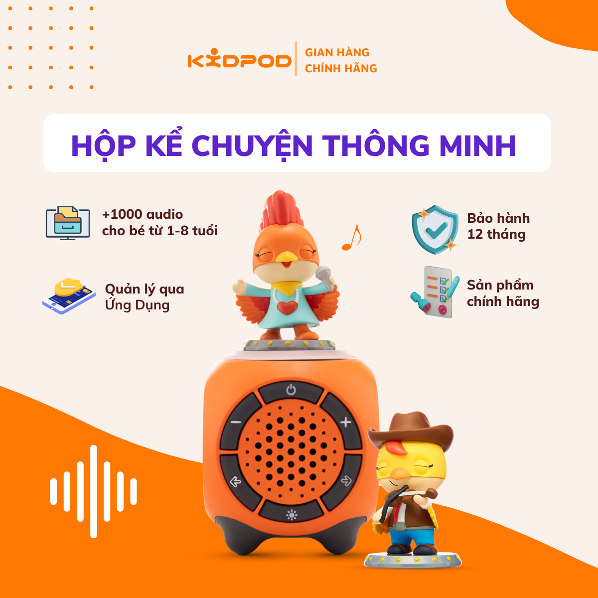Kidpod hộp kể chuyện thông minh trẻ em màu cam starter set - đồ chơi trí tuệ hot nhất - có kèm app