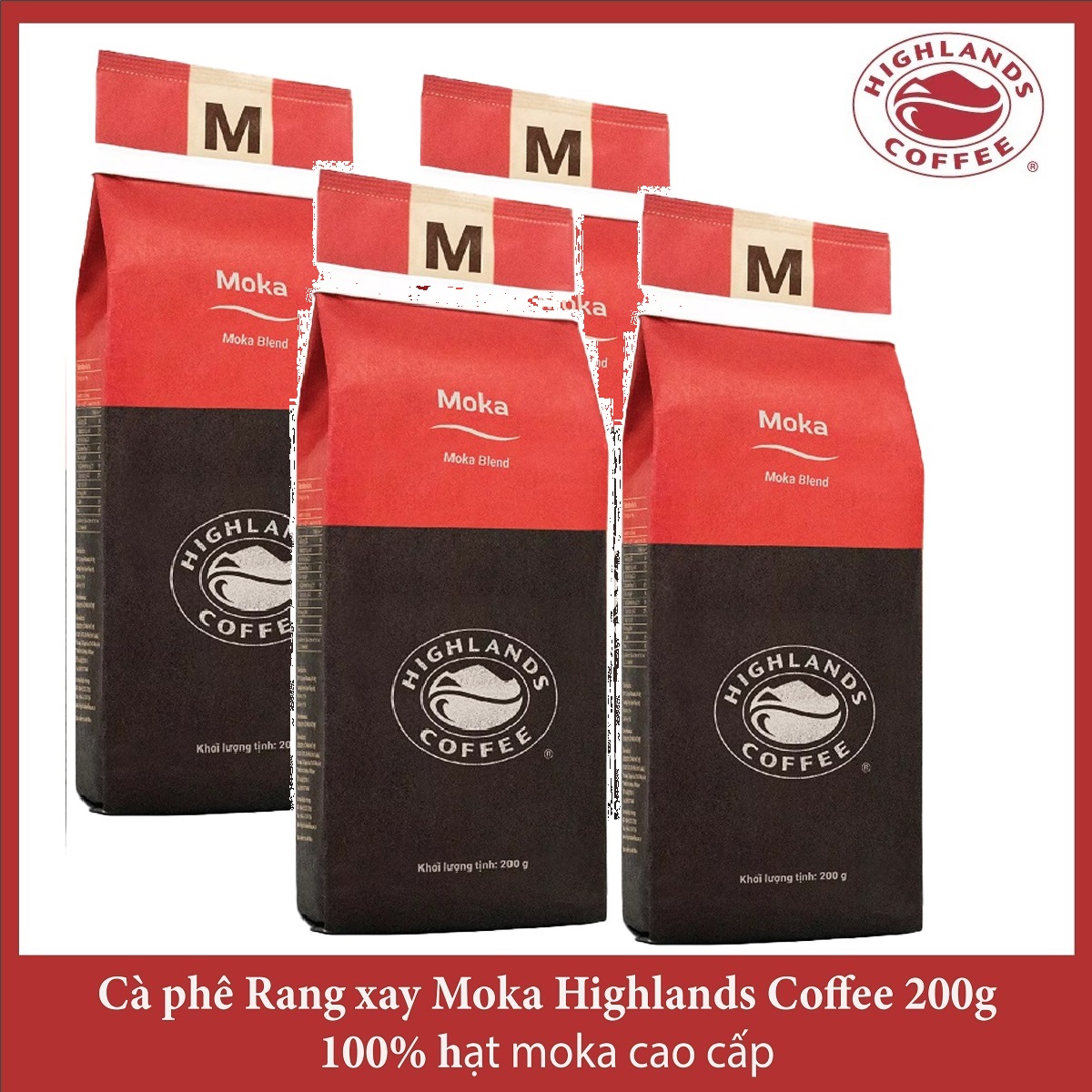 Mua 3 gói tặng 1 gói Cà phê Rang xay Moka Highlands Coffee 200g