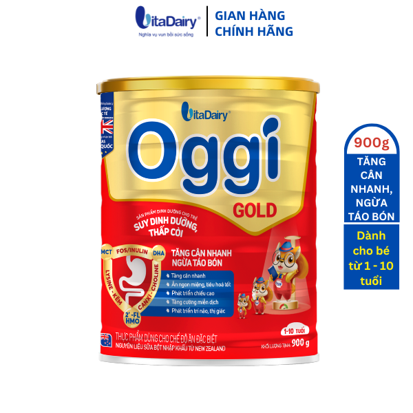 Sữa bột OGGI Suy Dinh Dưỡng Gold 900g giúp bé tăng cân nhanh, ngừa táo bón - VitaDairy