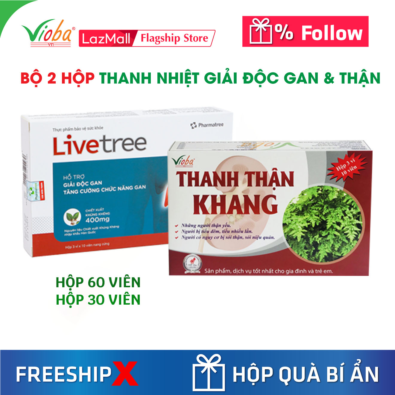 [Combo 2Hộp] Giải độc gan Livetree (1hộp) & Thanh thận khang (1hộp) - Giải độc, mát gan; giảm tiểu về đêm, tiểu rắt, tiểu buốt