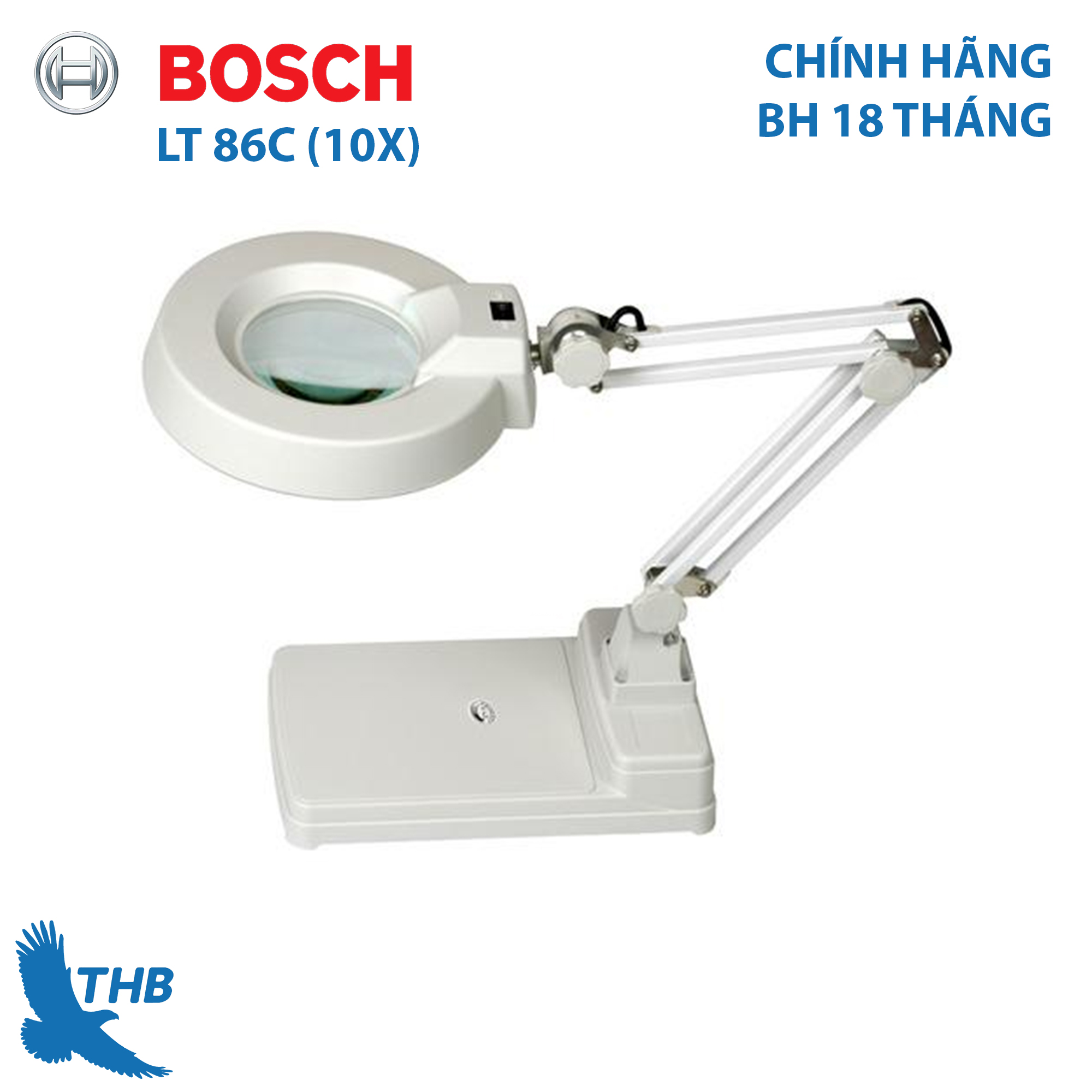 Kính lúp công nghiệp để bàn LT 86C -10X Tròng kính trắng và trong