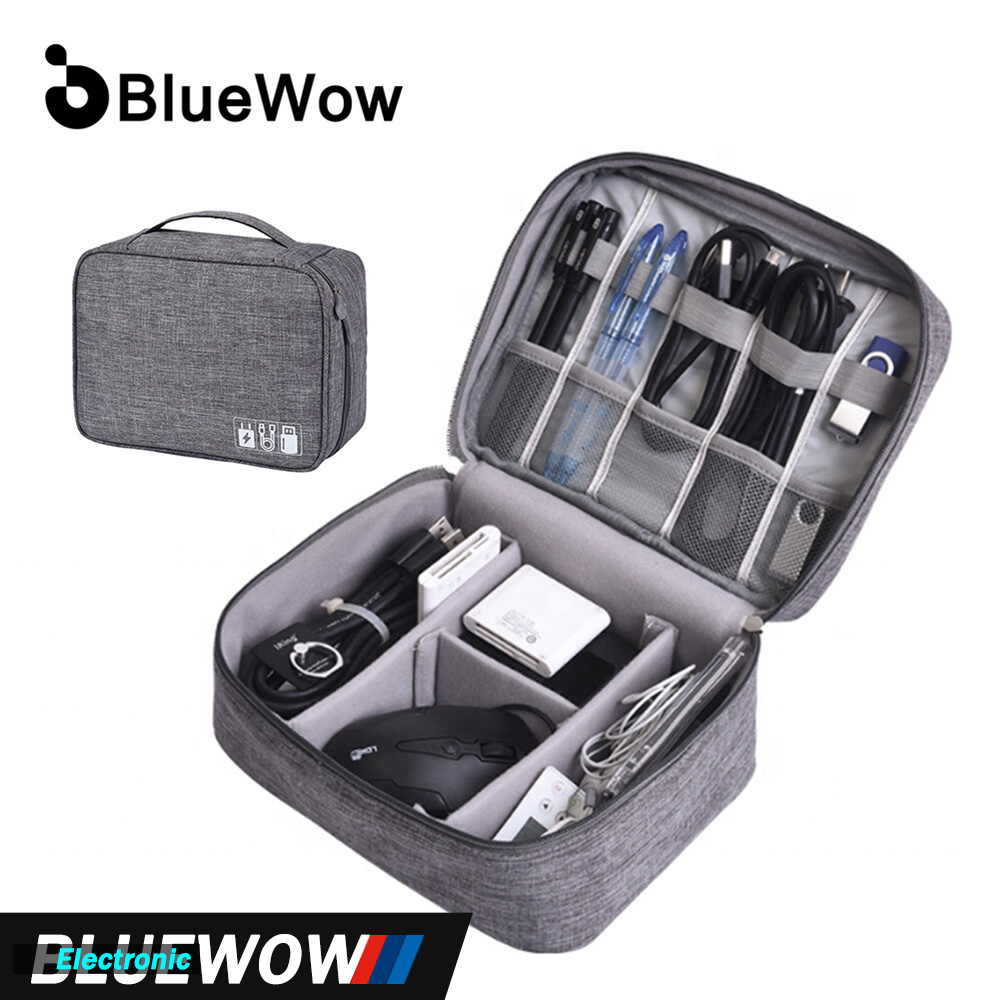 BlueWow S21 Headset Bag Accessories Storage Bag Box Charger Charging Make Up Mouse Large Capacity Travel Portable Bag Power Bank Bag Suitable for Apple Macbook Computer