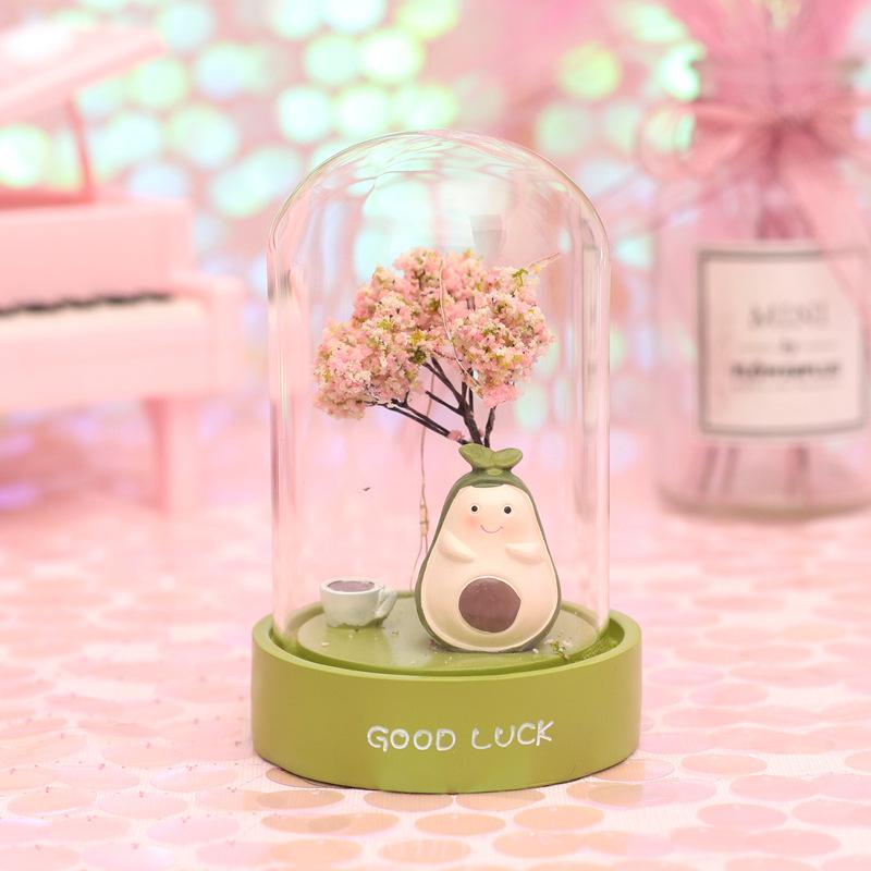 Đèn ngủ trang trí thủy tinh Cute Fresh Avocado - Trái bơ Lucky màu xanh đậm