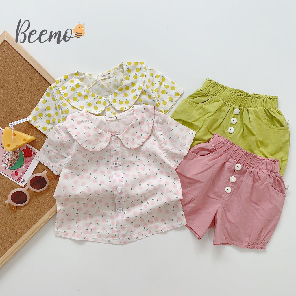 9-27kg Set quần áo bé gái hoa nhí cổ sen Beemo từ 1,2,3,4,5,6,7 tuổi - 21B004